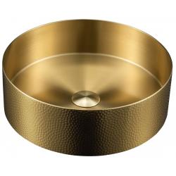 AURUM nerezové umývadlo na dosku, priemer 38cm, vrátane odtoku, tepané, zlato mat