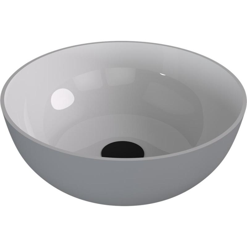 BANERA ROUND umývadlo na dosku, liaty mramor, Ø 39 cm, biela/šedá mat