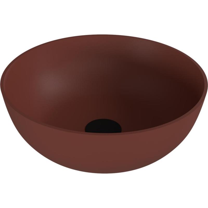 BANERA ROUND umývadlo na dosku, liaty mramor, Ø 39 cm, hnedá mat