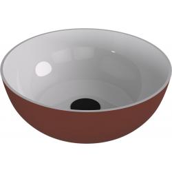 BANERA ROUND umývadlo na dosku, liaty mramor, Ø 39 cm, biela/hnedá mat