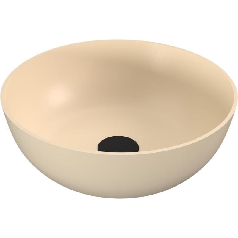 BANERA ROUND umývadlo na dosku, liaty mramor, Ø 39 cm, béžová mat