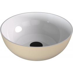 BANERA ROUND umývadlo na dosku, liaty mramor, Ø 39 cm, biela/béžová mat