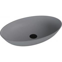 BANERA OVAL umývadlo na dosku, liaty mramor, 60x40cm, šedá mat