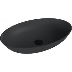 BANERA OVAL umývadlo na dosku, liaty mramor, 60x40cm, antracit mat