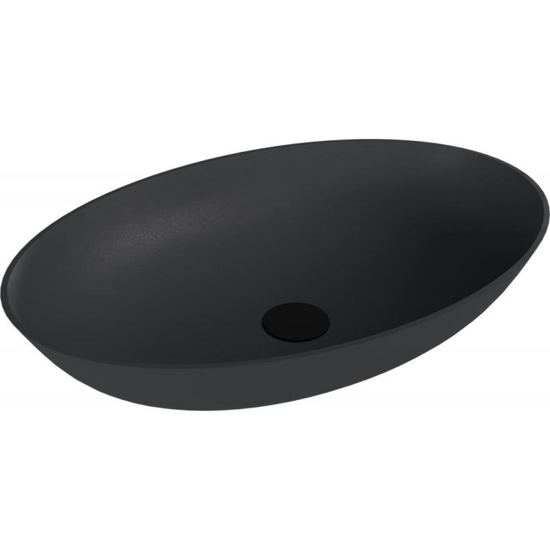 BANERA OVAL umývadlo na dosku, liaty mramor, 60x40cm, antracit mat