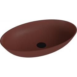 BANERA OVAL umývadlo na dosku, liaty mramor, 60x40cm, hnedá mat