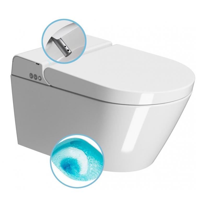 WCLEAN závesné WC Swirlflush s integrovaným elektronickým bidetom, biela ExtraGlaze
