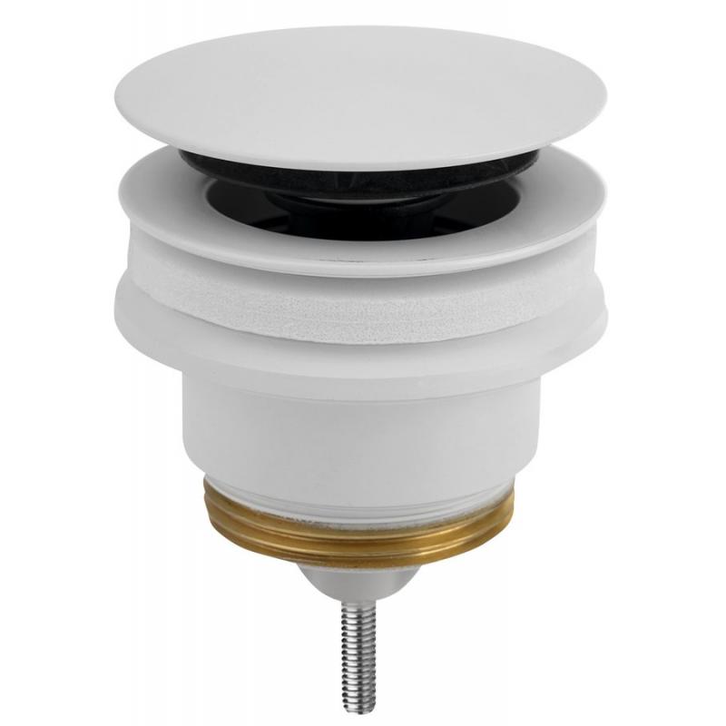 Umyvadlová výpust 5/4“, Click-Clack, veľká zátka, 10-45mm, biela mat