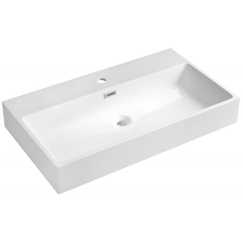 AQUATIC umývadlo, liaty mramor, 80x46cm, biela