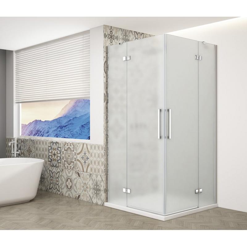 TRINITY CHROME obdĺžniková sprchová zástena 1100x800mm, rohový vstup, matné sklo
