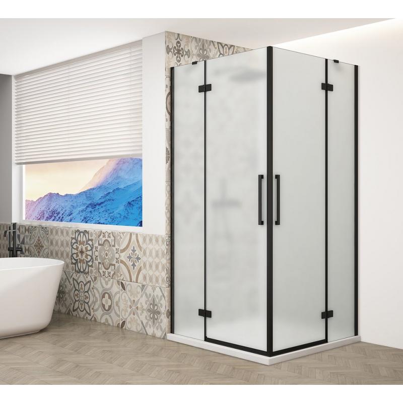TRINITY BLACK obdĺžniková sprchová zástena 1000x900mm, rohový vstup, matné sklo