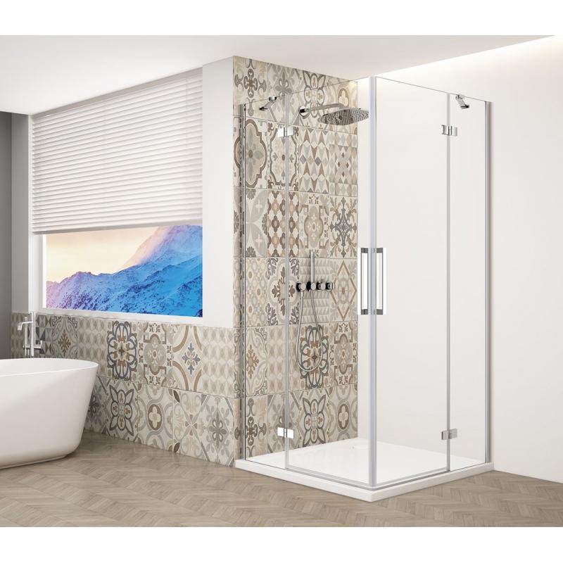 TRINITY CHROME štvorcová sprchová zástena 900x900mm, rohový vstup, číre sklo
