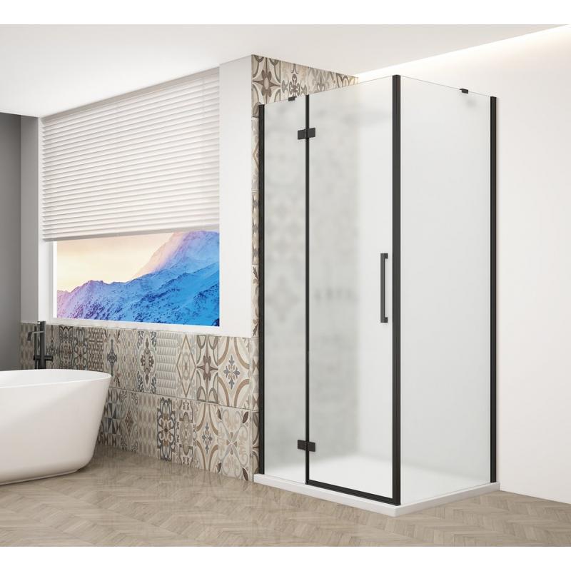 TRINITY BLACK obdĺžniková sprchová zástena 1000x800mm, matné sklo, lavé
