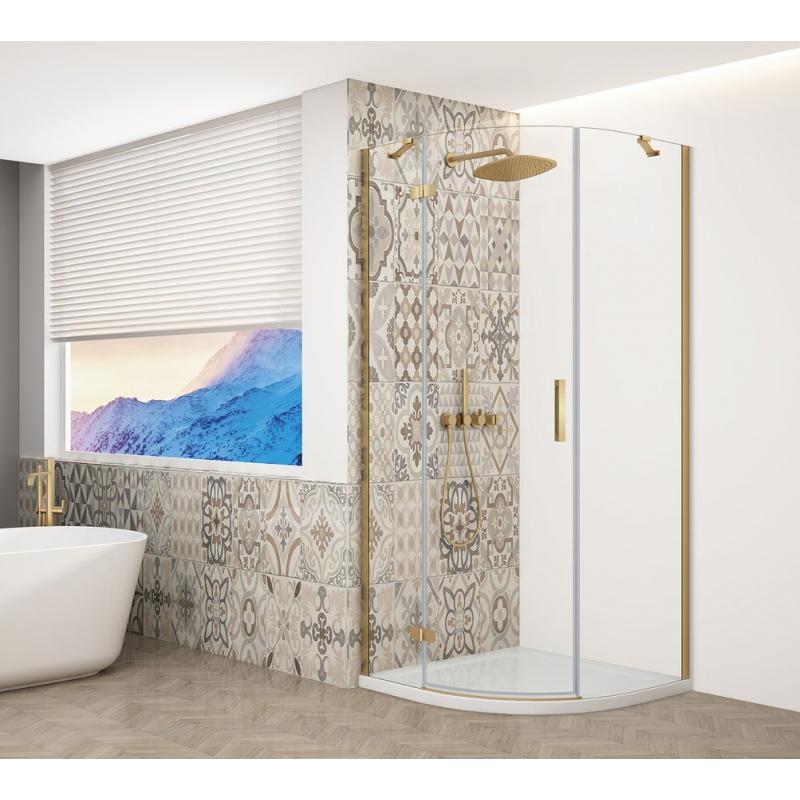 TRINITY GOLD MATT štvrťkruhová sprchová zástena 900x900mm, číre sklo, ľavá