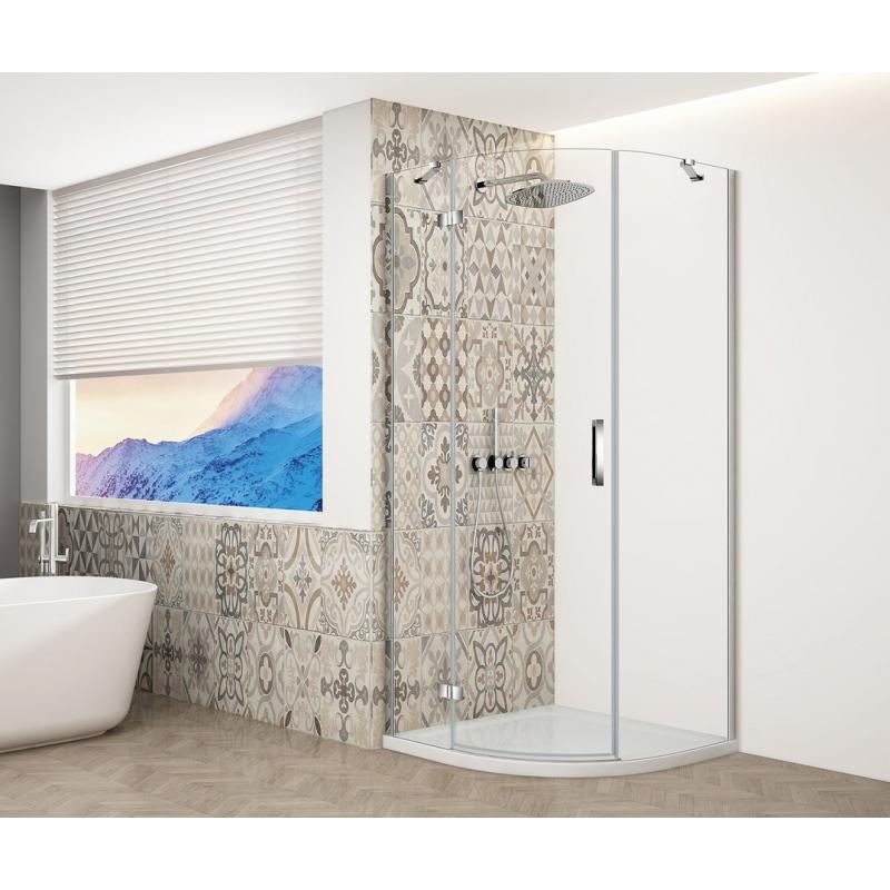 TRINITY CHROME štvrťkruhová sprchová zástena 900x900mm, číre sklo, ľavá