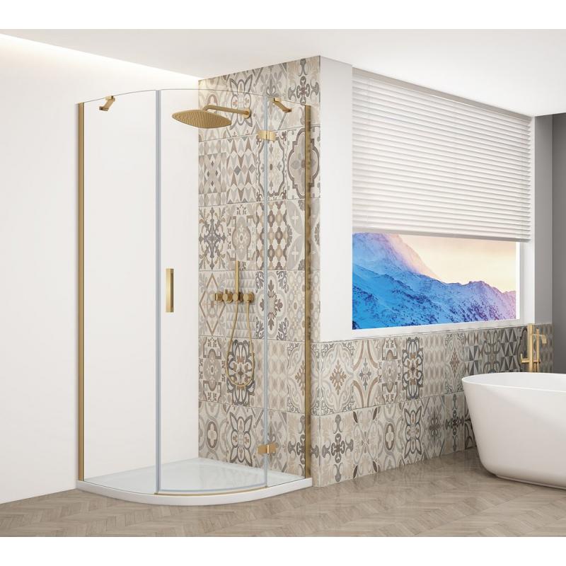 TRINITY GOLD MATT štvrťkruhová sprchová zástena 900x900mm, číre sklo, pravá