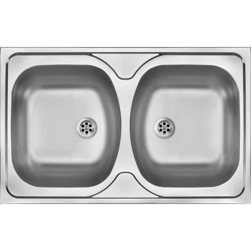 Steel sink, 2-bowl - lay-on