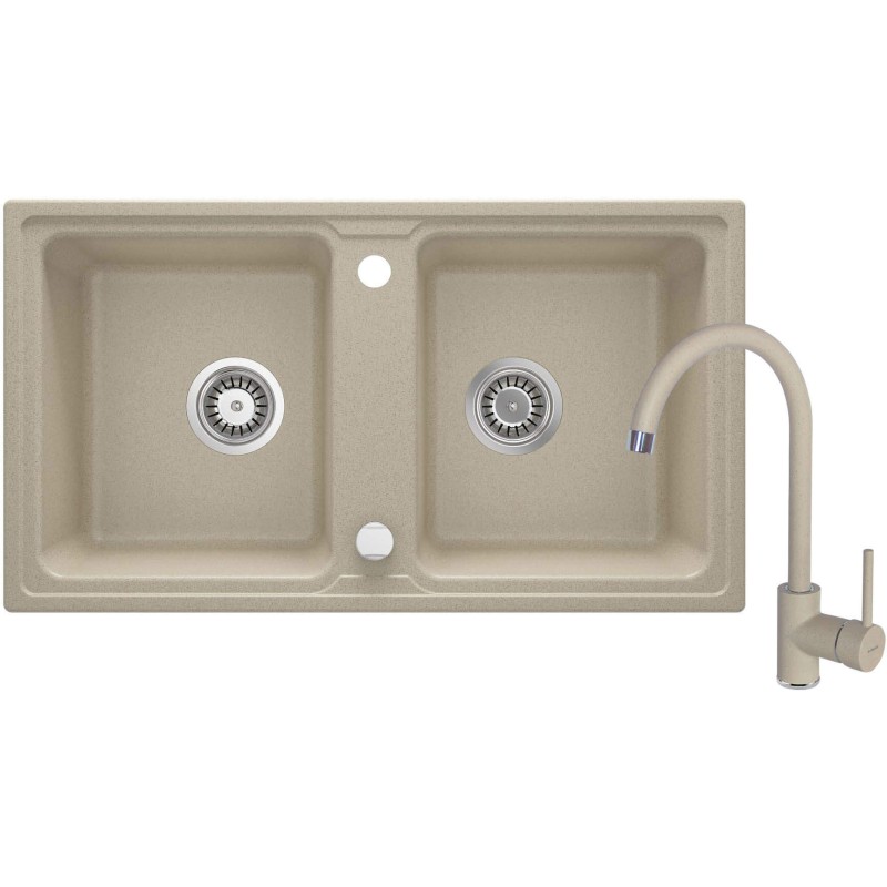 Granitový drez s batériou, 2-miska