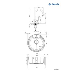 Granitový drez s batériou, 1-miska