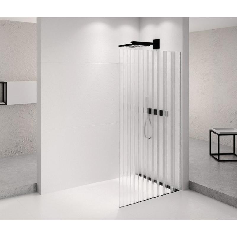 ARCHITEX BLACK MATT sprchová zástena 862 mm, sklo Flute