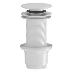 Umyvadlová výpust 5/4“, click-clack, veľká zátka, 10-80mm, ABS/biela