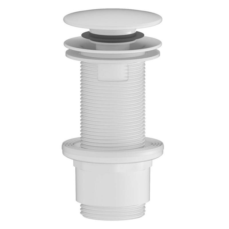Umyvadlová výpust 5/4“, click-clack, veľká zátka, 10-80mm, ABS/biela mat