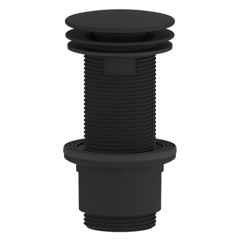 Umyvadlová výpust 5/4", neuzatvárateľná, veľká zátka, 10-80mm, ABS/čierna