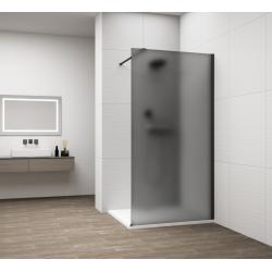 ESCA BLACK MATT jednodielna sprchová zástena na inštaláciu k stene, dymové matné sklo, 1100 mm