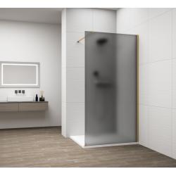 ESCA GOLD MATT jednodielna sprchová zástena na inštaláciu k stene, dymové matné sklo, 1200 mm