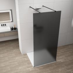 ESCA BLACK MATT jednodielna sprchová zástena do priestoru, dymové sklo, 1500 mm