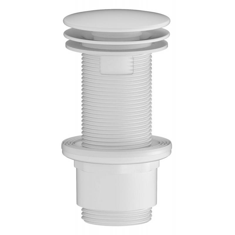 Umyvadlová výpust 5/4", neuzatvárateľná, veľká zátka, 10-80mm, ABS/biela mat