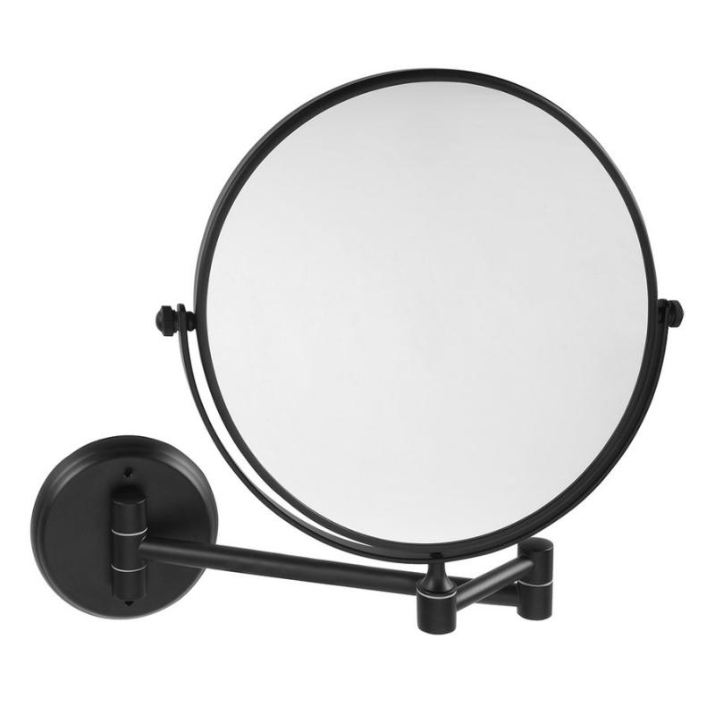 X-ROUND BLACK E závesné kozmetické zrkadlo, priemer 200mm, obojstranné, čierna mat