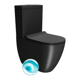 PURA WC kombi, Swirlflush, spodný/zadný odpad, čierna dual-mat
